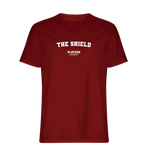 The Shield t-shirt – red men's t-shirt with white The Shield letters and Players Couture logo on the chest