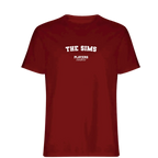 The Sims t-shirt – red men's t-shirt with white The Sims letters and Players Couture logo on the chest