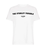The Stanley Parable t-shirt – white men's t-shirt with black The Stanley Parable letters and Players Couture logo on the