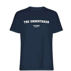 The Undertaker t-shirt – navy men's t-shirt with white The Undertaker letters and Players Couture logo on the chest