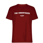 The Undertaker t-shirt – red men's t-shirt with white The Undertaker letters and Players Couture logo on the chest