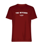 The Witcher t-shirt – red men's t-shirt with white The Witcher letters and Players Couture logo on the chest