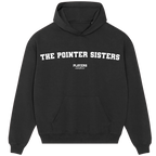 The Pointer Sisters hoodie – black men's hoodie with white The Pointer Sisters letters and Players Couture logo on the chest
