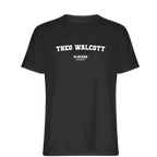Theo Walcott t-shirt – black men's t-shirt with white Theo Walcott letters and Players Couture logo on the chest