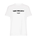 Theo Walcott t-shirt – white men's t-shirt with black Theo Walcott letters and Players Couture logo on the chest