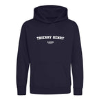 Thierry Henry hoodie – navy kids' hoodie with white Thierry Henry letters and Players Couture logo on the chest