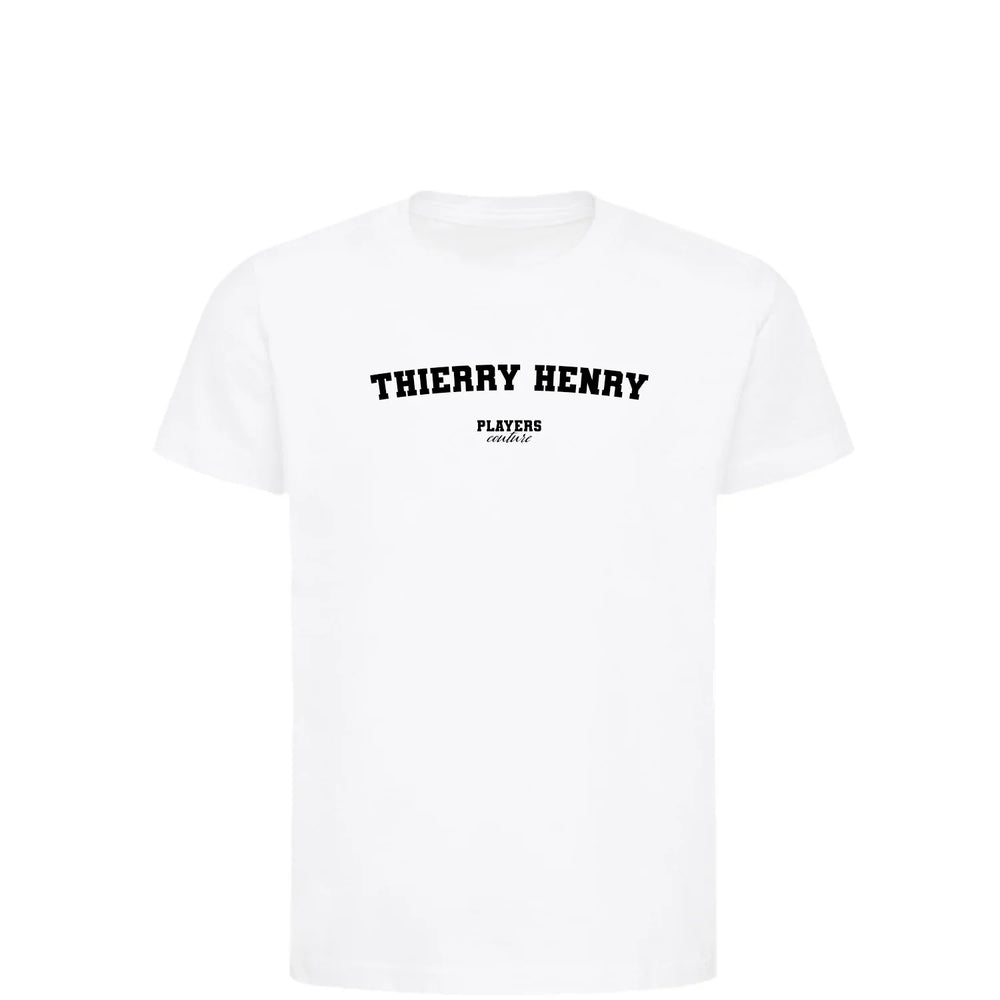 Thierry Henry t-shirt – white kids' t-shirt with black Thierry Henry letters and Players Couture logo on the chest