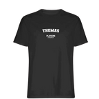 Thomas t-shirt – black men's t-shirt with white Thomas letters and Players Couture logo on the chest