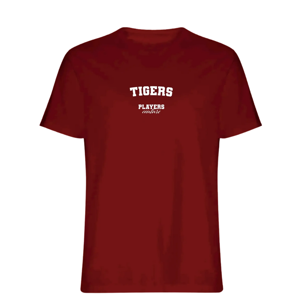 Tigers t-shirt – red men's t-shirt with white Tigers letters and Players Couture logo on the chest