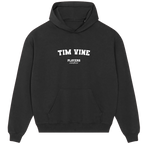 Tim Vine hoodie – black men's hoodie with white Tim Vine letters and Players Couture logo on the chest