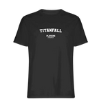Titanfall t-shirt – black men's t-shirt with white Titanfall letters and Players Couture logo on the chest