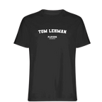 Tom Lehman t-shirt – black men's t-shirt with white Tom Lehman letters and Players Couture logo on the chest