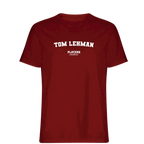 Tom Lehman t-shirt – red men's t-shirt with white Tom Lehman letters and Players Couture logo on the chest