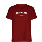 Tomb Raider t-shirt – red men's t-shirt with white Tomb Raider letters and Players Couture logo on the chest