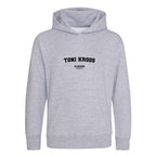 Toni Kroos hoodie – grey kids' hoodie with black Toni Kroos letters and Players Couture logo on the chest