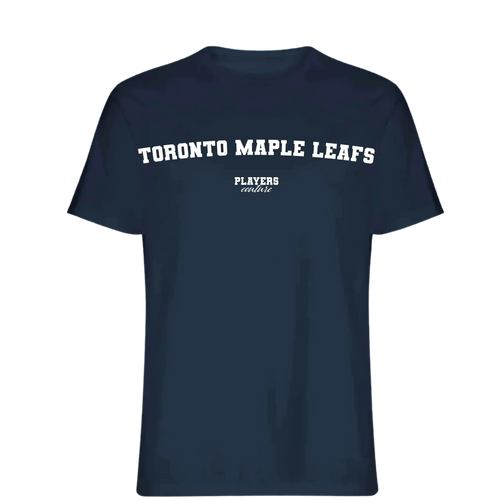 Toronto Maple Leafs t-shirt – navy men's t-shirt with white Toronto Maple Leafs letters and Players Couture logo on the chest