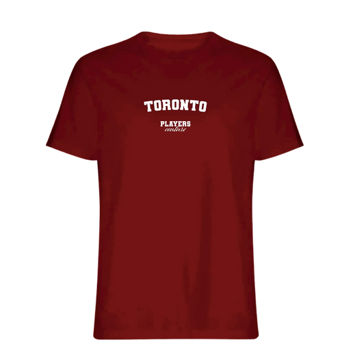 Toronto t-shirt – red men's t-shirt with white Toronto letters and Players Couture logo on the chest