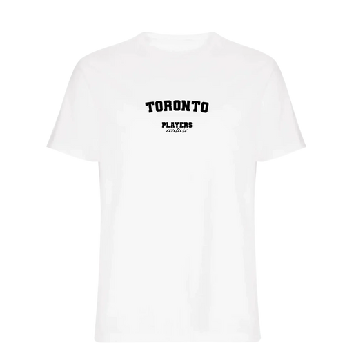Toronto t-shirt – white men's t-shirt with black Toronto letters and Players Couture logo on the chest