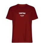 Tostao t-shirt – red men's t-shirt with white Tostao letters and Players Couture logo on the chest