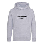 Tottenham hoodie – grey kids' hoodie with black Tottenham letters and Players Couture logo on the chest