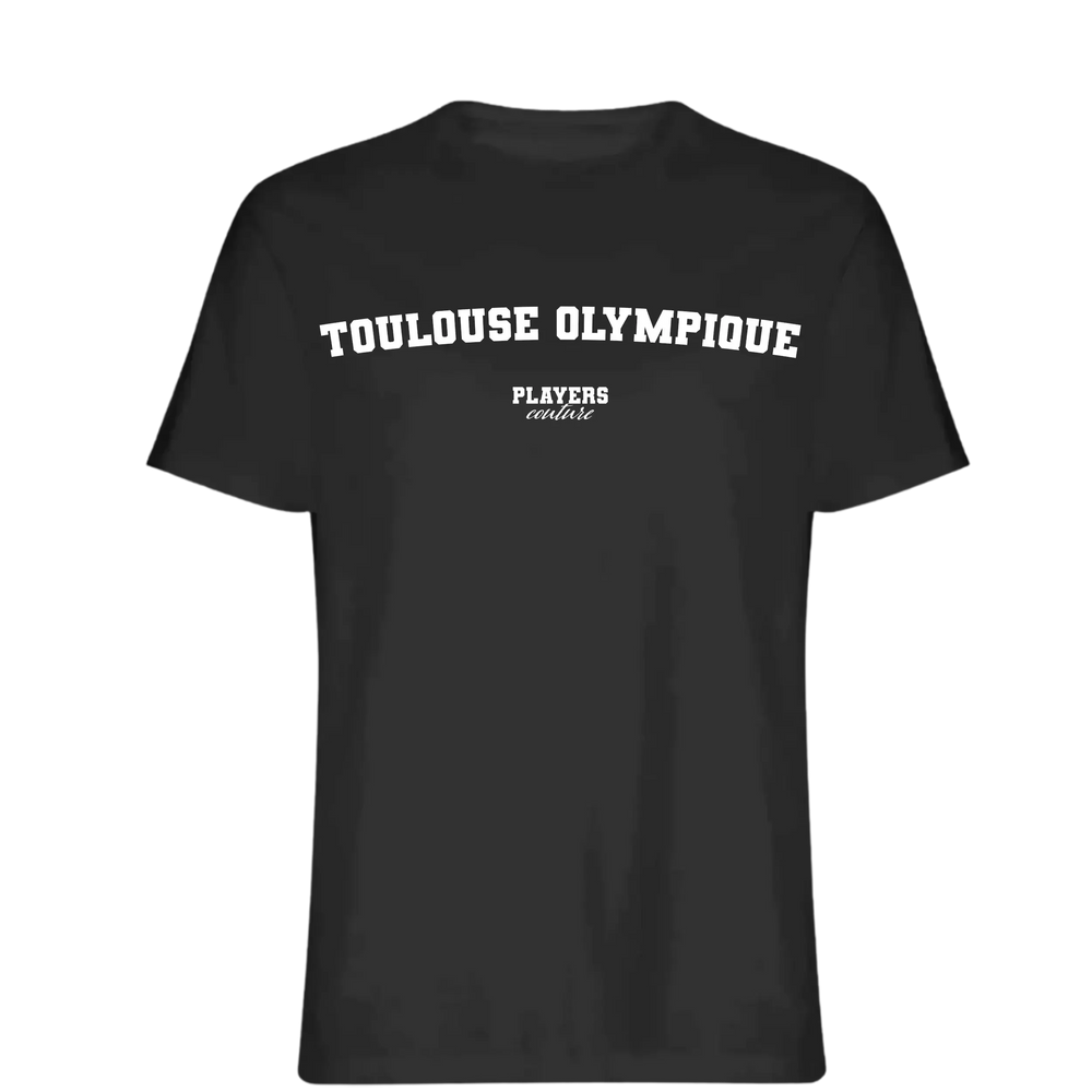 Toulouse Olympique t-shirt – black men's t-shirt with white Toulouse Olympique letters and Players Couture logo on the chest