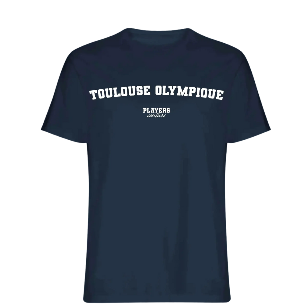 Toulouse Olympique t-shirt – navy men's t-shirt with white Toulouse Olympique letters and Players Couture logo on the chest