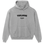 Toulouse hoodie – grey men's hoodie with black Toulouse letters and Players Couture logo on the chest