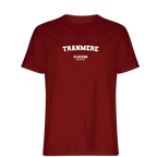 Tranmere t-shirt – red men's t-shirt with white Tranmere letters and Players Couture logo on the chest