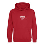 Trent hoodie – red kids' hoodie with white Trent letters and Players Couture logo on the chest