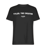 Tyler, The Creator t-shirt – black men's t-shirt with white Tyler, The Creator letters and Players Couture logo on the chest