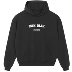 Van Dijk hoodie – navy men's hoodie with white Van Dijk letters and Players Couture logo on the chest