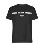 Vegas Golden Knights t-shirt – black men's t-shirt with white Vegas Golden Knights letters and Players Couture logo on the