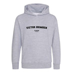Victor Osimhen hoodie – grey kids' hoodie with black Victor Osimhen letters and Players Couture logo on the chest