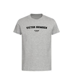 Victor Osimhen t-shirt – grey kids' t-shirt with black Victor Osimhen letters and Players Couture logo on the chest