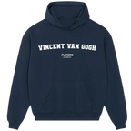 Vincent Van Gogh hoodie – navy men's hoodie with white Vincent Van Gogh letters and Players Couture logo on the chest
