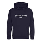 Vinícius Júnior hoodie – navy kids' hoodie with white Vinícius Júnior letters and Players Couture logo on the chest