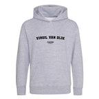 Virgil van Dijk hoodie – grey kids' hoodie with black Virgil van Dijk letters and Players Couture logo on the chest