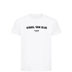 Virgil van Dijk t-shirt – white kids' t-shirt with black Virgil van Dijk letters and Players Couture logo on the chest
