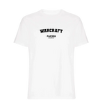 Warcraft t-shirt – white men's t-shirt with black Warcraft letters and Players Couture logo on the chest