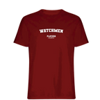 Watchmen t-shirt – red men's t-shirt with white Watchmen letters and Players Couture logo on the chest