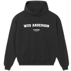 Wes Anderson hoodie – black men's hoodie with white Wes Anderson letters and Players Couture logo on the chest