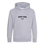 West Ham hoodie – grey kids' hoodie with black West Ham letters and Players Couture logo on the chest