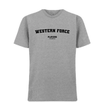 Western Force t-shirt – grey men's t-shirt with black Western Force letters and Players Couture logo on the chest