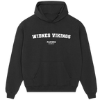 Widnes Vikings hoodie – black men's hoodie with white Widnes Vikings letters and Players Couture logo on the chest