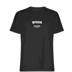 Wigan t-shirt – black men's t-shirt with white Wigan letters and Players Couture logo on the chest