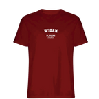 Wigan t-shirt – red men's t-shirt with white Wigan letters and Players Couture logo on the chest