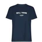 Will Young t-shirt – navy men's t-shirt with white Will Young letters and Players Couture logo on the chest