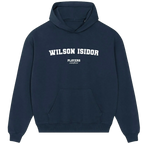 Wilson Isidor hoodie – navy men's hoodie with white Wilson Isidor letters and Players Couture logo on the chest