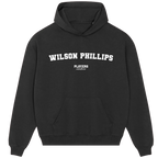 Wilson Phillips hoodie – black men's hoodie with white Wilson Phillips letters and Players Couture logo on the chest