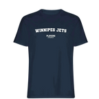 Winnipeg Jets t-shirt – navy men's t-shirt with white Winnipeg Jets letters and Players Couture logo on the chest